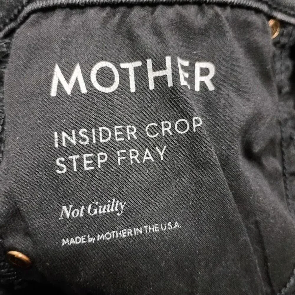 Mother Insider Crop Black Jeans Wash Size 27  Denim Mid-Rise Raw Hem - Picture 5 of 15